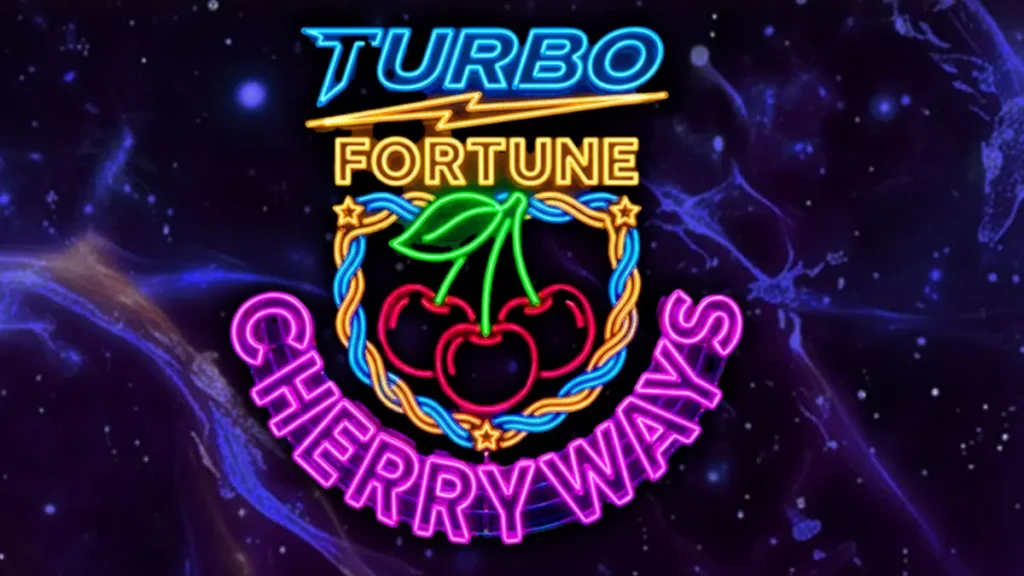 Tampilan visual slot Turbo Fortune Cherryways dengan tema neon cyberpunk.